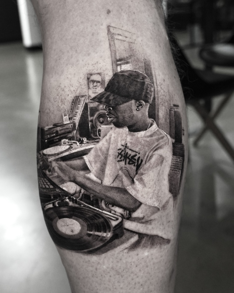 Black and grey realism portrait tattoo by Goldy Z