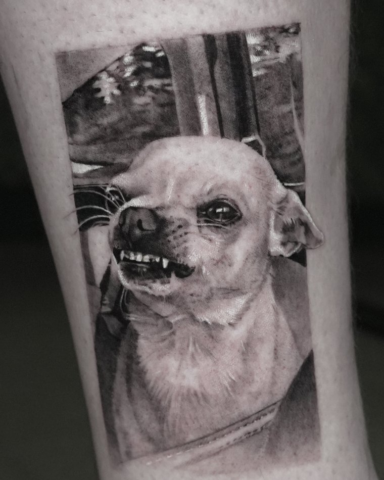 Dog portrait tattoo by Goldy Z, 1