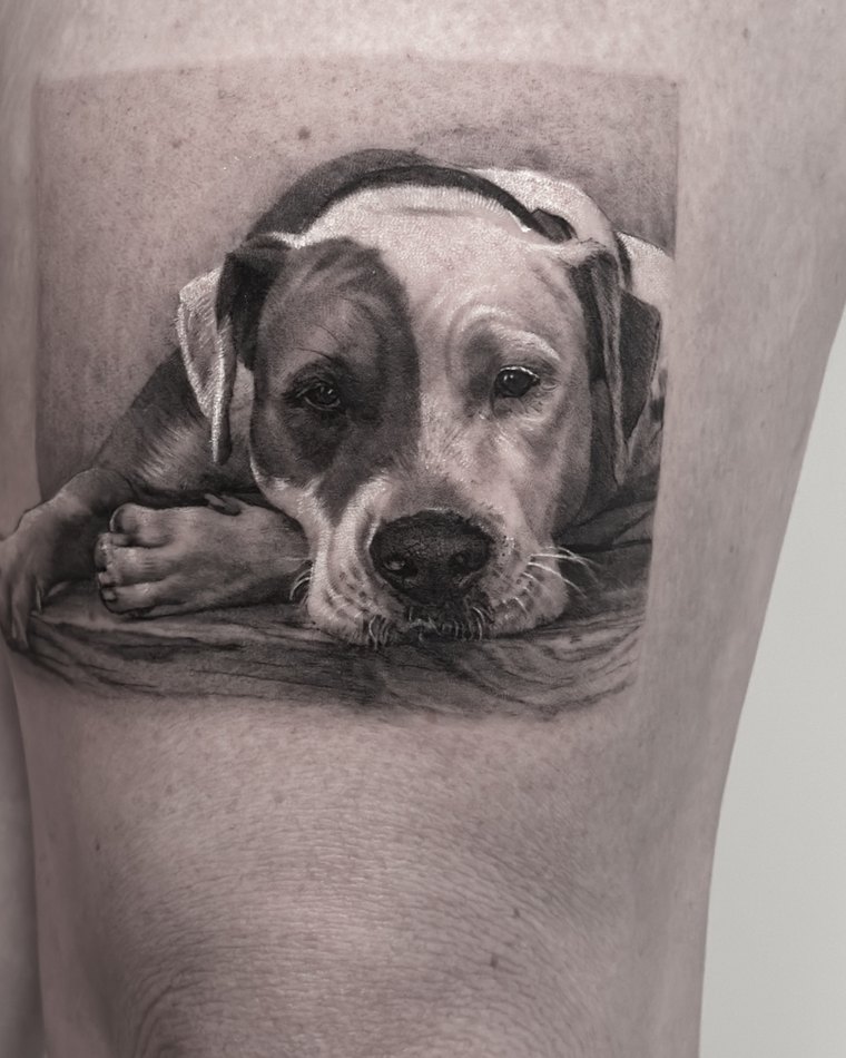 Dog portrait tattoo by Goldy Z, 5