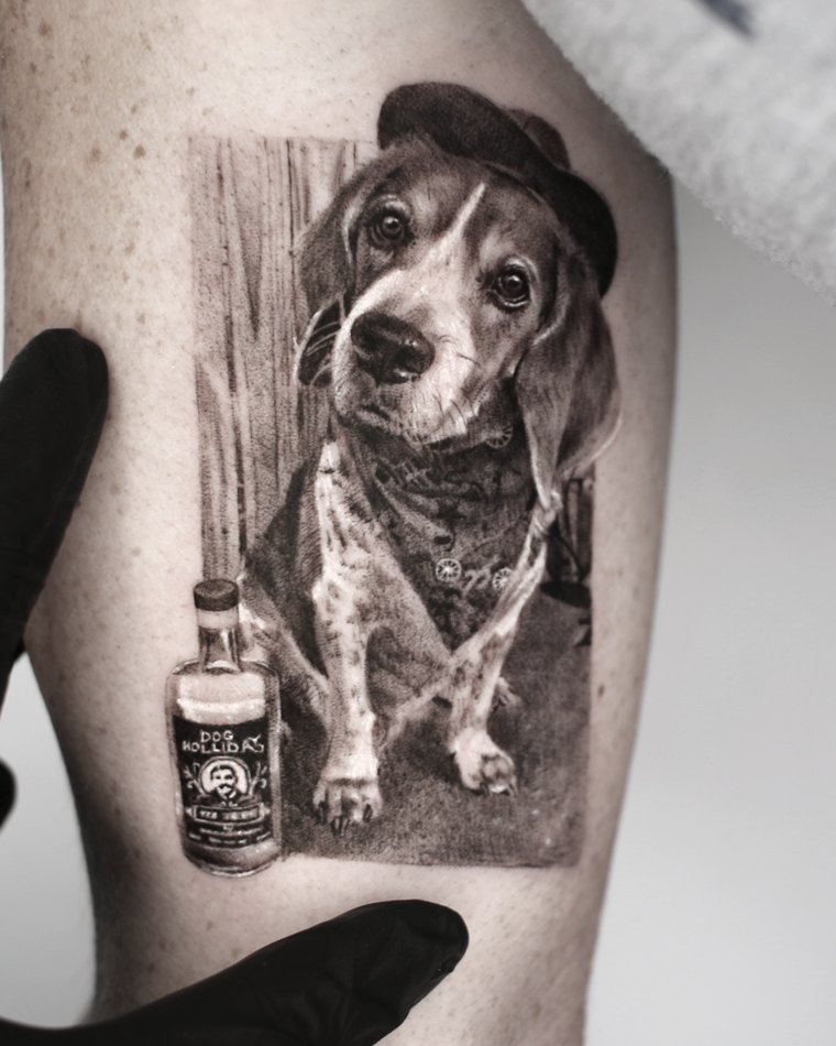 Dog portrait tattoo by Goldy Z, 6