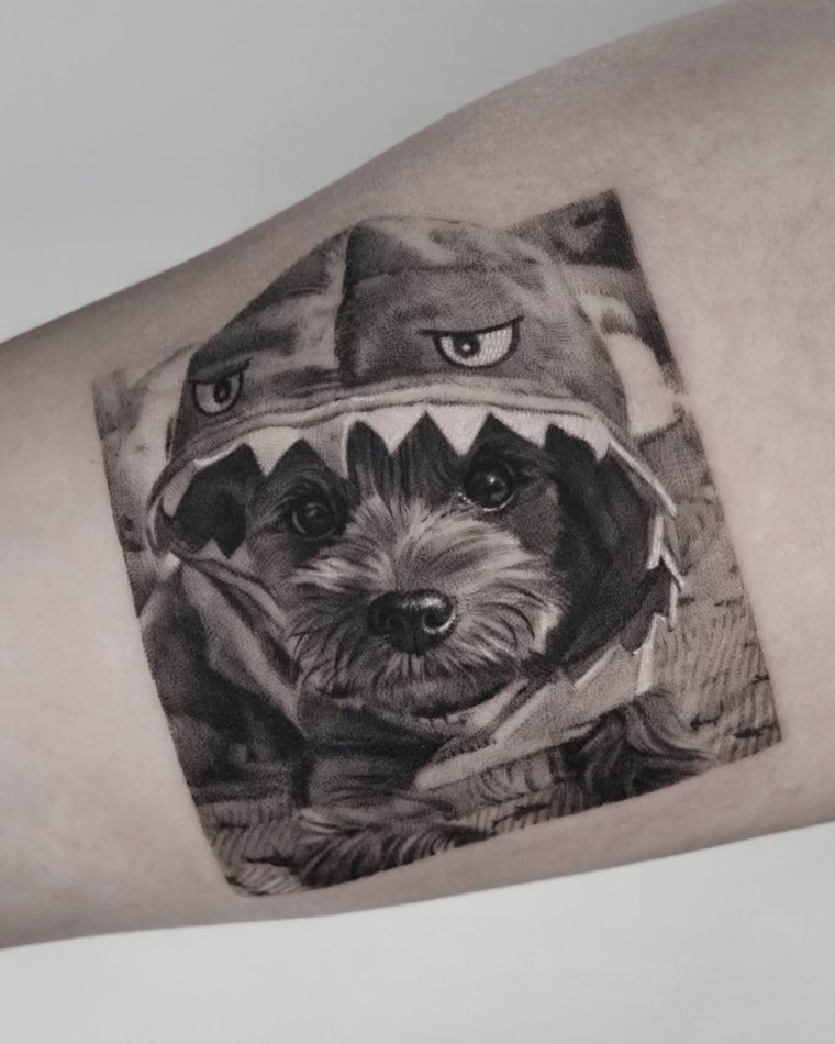Dog portrait tattoo by Goldy Z, 8