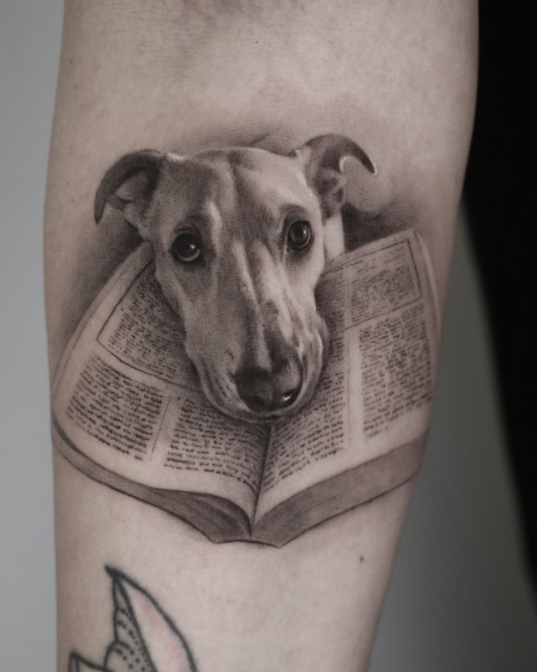 Dog portrait tattoo by Goldy Z, 9