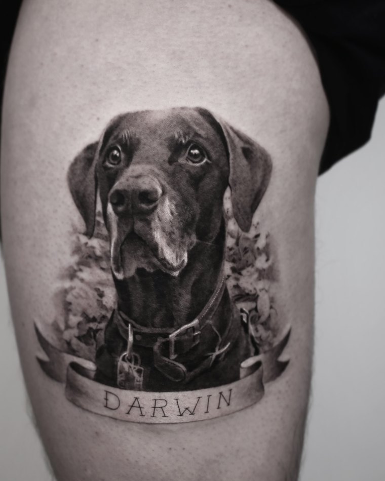 Dog portrait tattoo by Goldy Z, 13